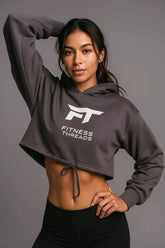 Cropped Oversized Hoodie Charcoal - Charcoal / XX-Small - Oversized Cropped Hoodies