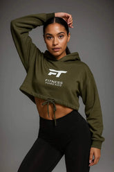Cropped Oversized Hoodie Olive - Olive / XX-Small - Product Type