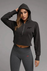 Essential Cropped Zipped Hoodie Black - Black / S - Cropped Zip Hoodies