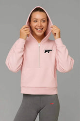 Essential Cropped Zipped Hoodie Pink - Pink / S - Cropped Zip Hoodies