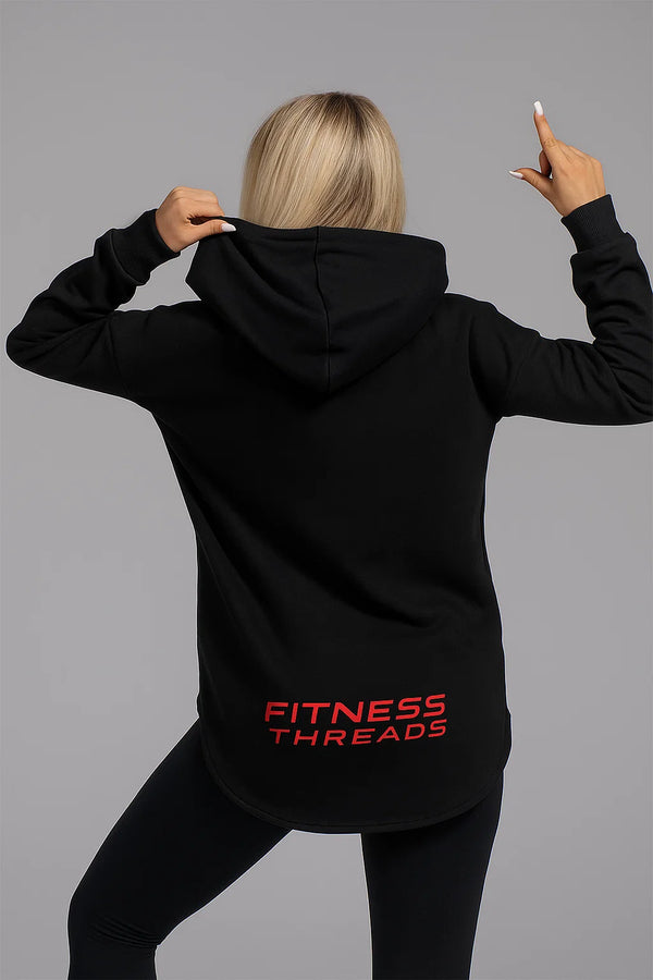 Drift svart överdimensionerad huvtröja