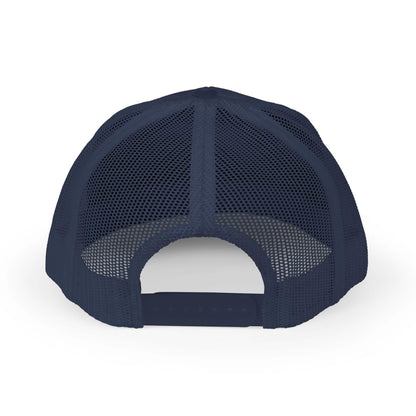 Marinblå Snapback Trucker-keps - Broderad vit logotyp 