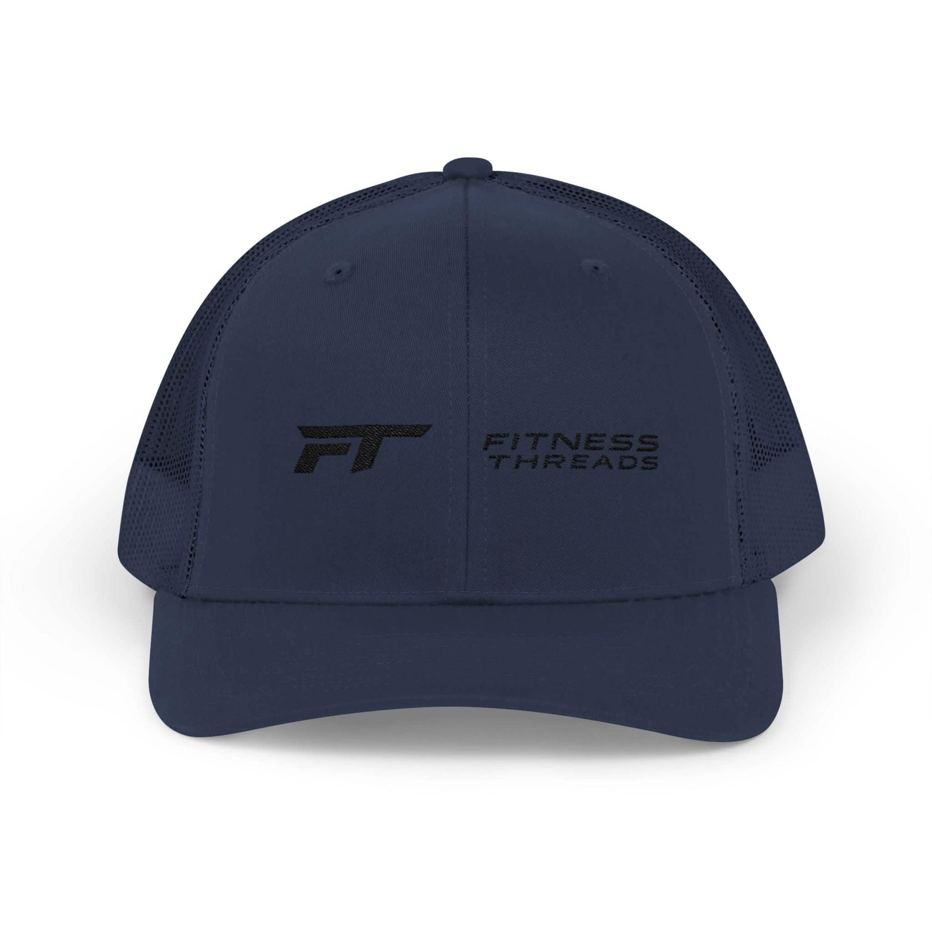 Marinblå Snapback Trucker-keps - Broderad svart logotyp 