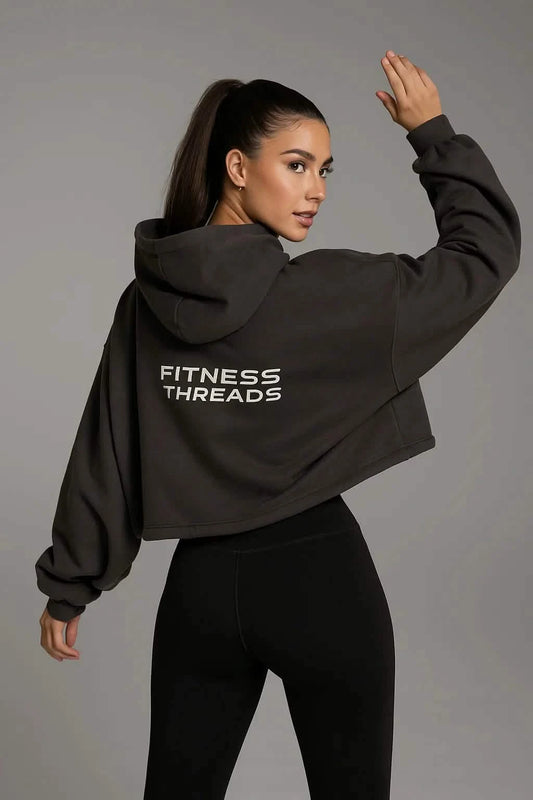 Cropped Oversized Hoodie Charcoal - Oversized Cropped Hoodies