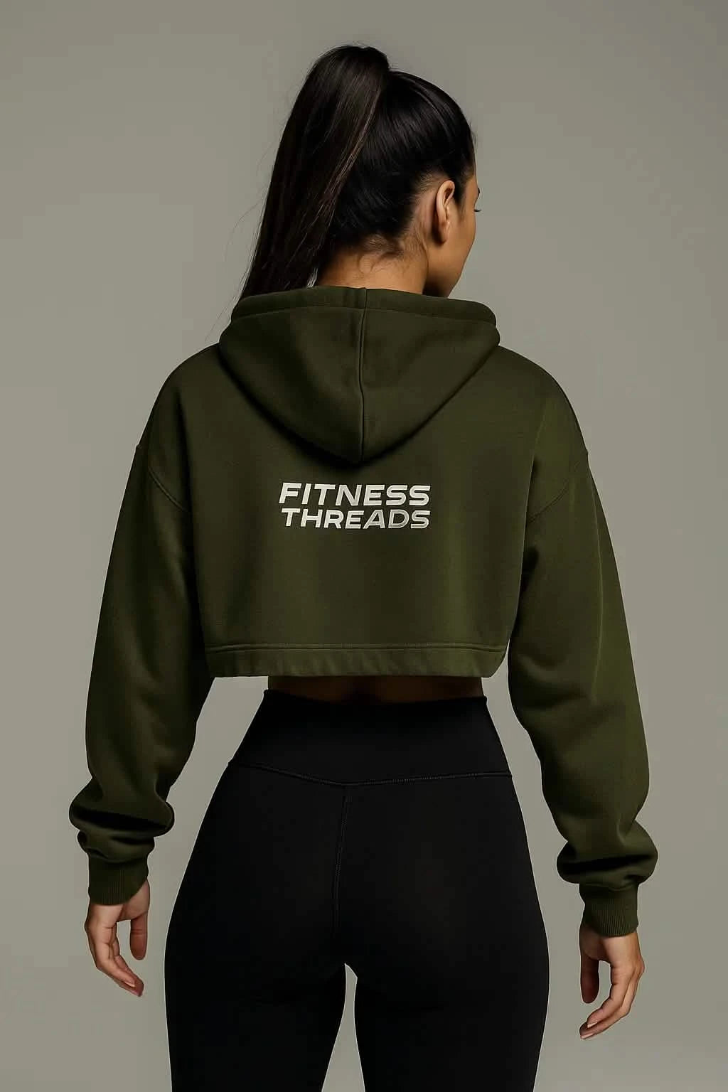 Cropped Oversized Hoodie Olive - Product Type