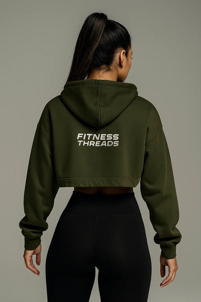 Cropped Oversized Hoodie Olive - Product Type