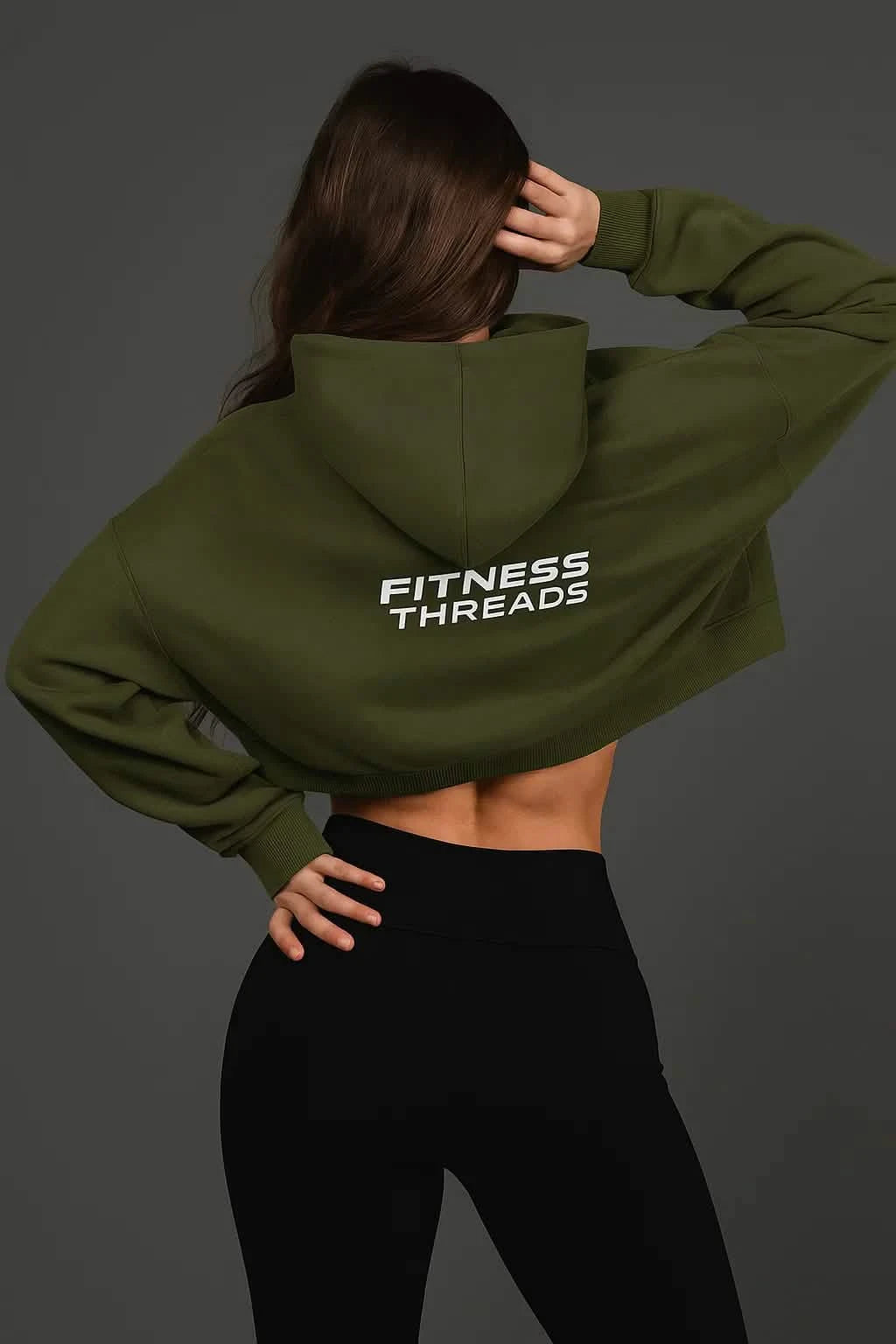 Cropped Oversized Hoodie Olive - Product Type