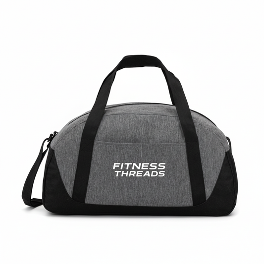 FitnessThreads gray gym bag on white background