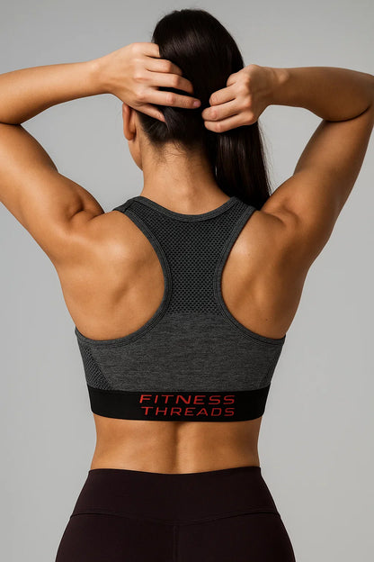 Seamless Racerback Black Sports Bra - Sports Bras