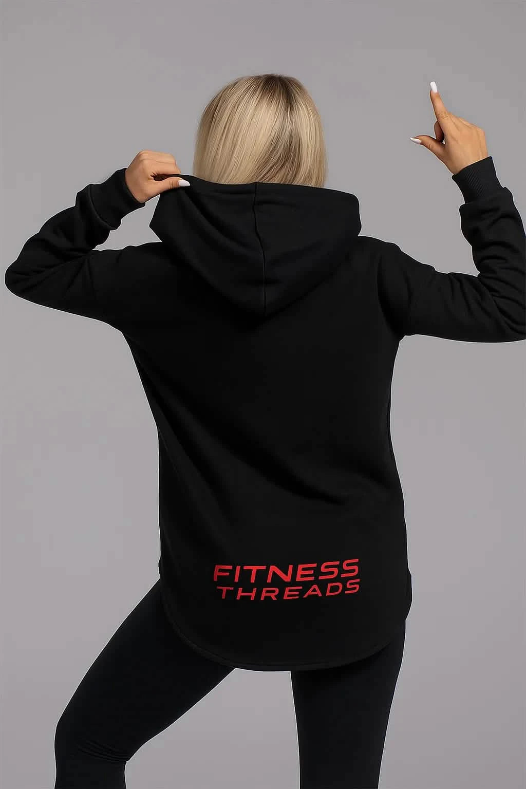 Drift svart överdimensionerad huvtröja