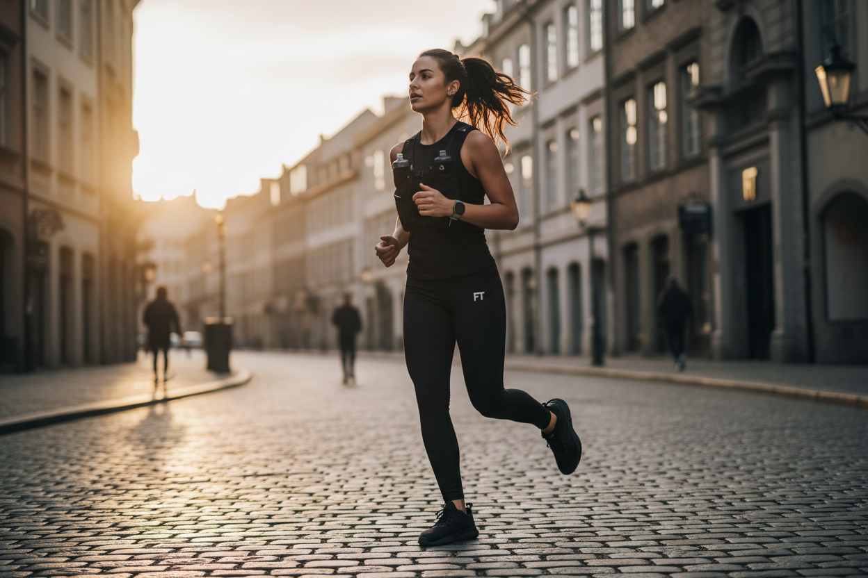 Women's fitness lifestyle with FT logo